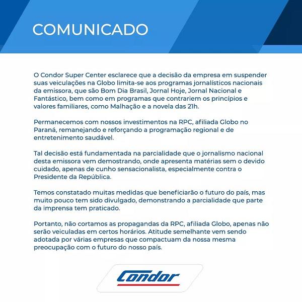 Após reportagens sobre Bolsonaro, rede de mercado decide cancelar anúncios na Globo