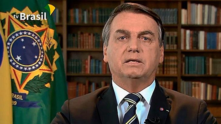 Jair Bolsonaro durante discurso transmitido pela TV Brasil