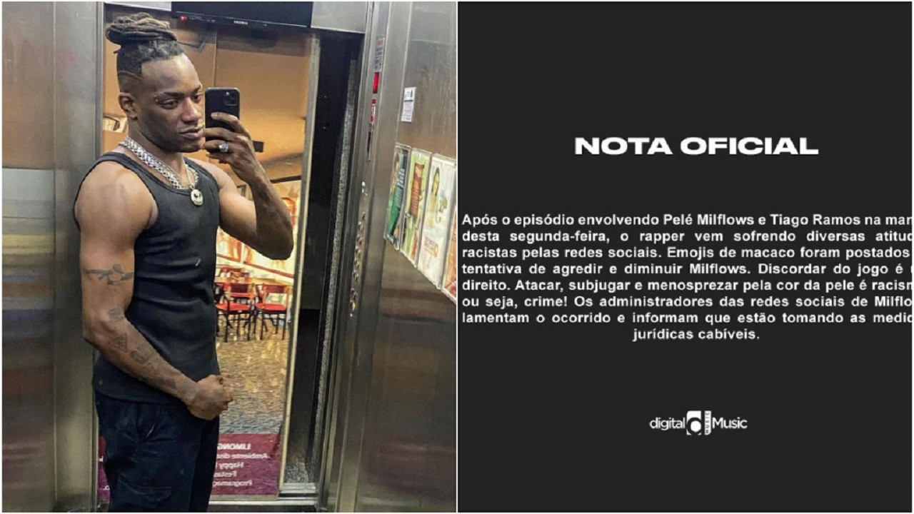 Montagem de Pelé Milflows tirando foto no espelho de elevador