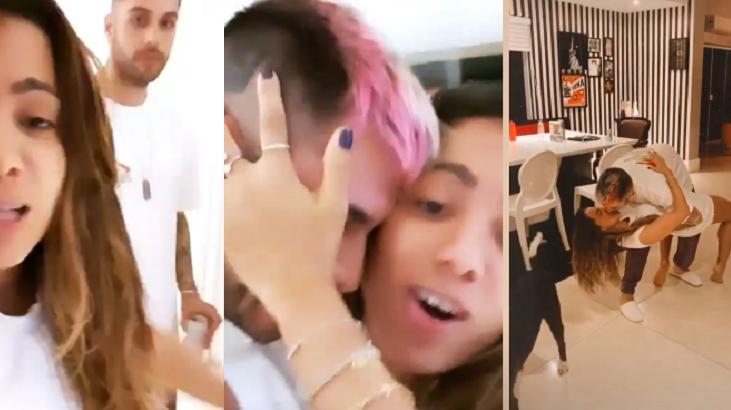 Anitta e Gui Araújo ignoram suposições e dão beijão em vídeo