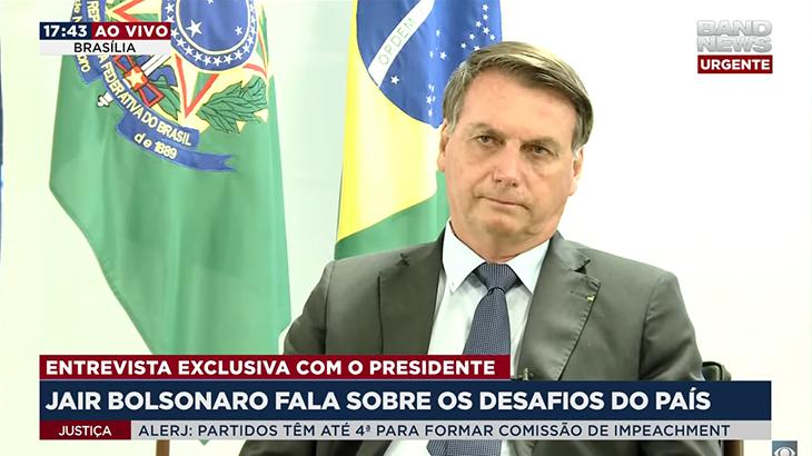 BandNews entrevistou o presidente Jair Bolsonaro