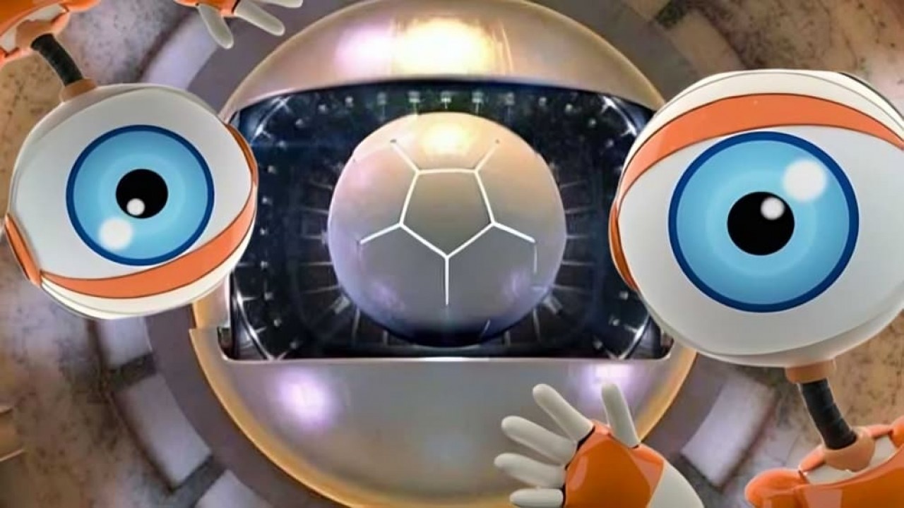 Logo da Globo com bola e mascotes do BBB