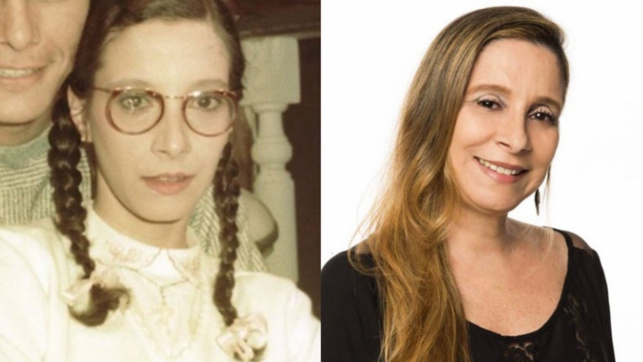 À esquerda, Bia Nunnes aos 26 anos em sua estreia em novelas, em Amor com Amor se Paga (1984); à direita, a atriz hoje, aos 63 anos
