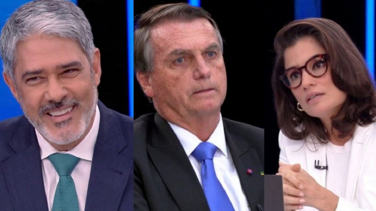 Bolsonaro, Bonner e Renata, no JN