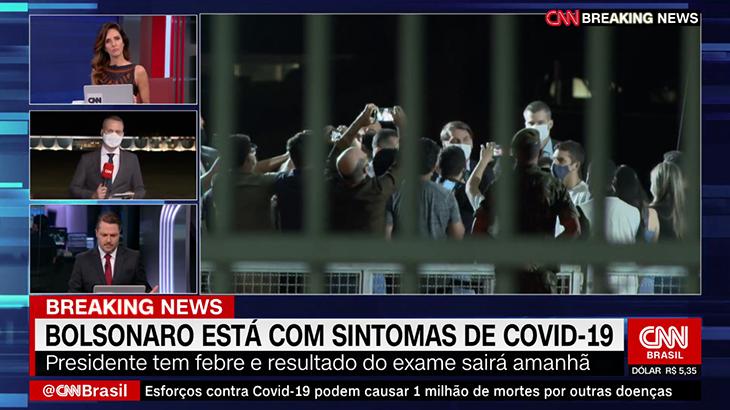 TVs correm para noticiar teste de Bolsonaro para coronavírus