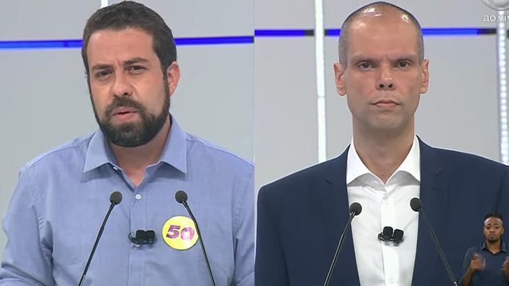 Guilherme Boulos (PSOL) e Bruno Covas (PSDB) em debate na Band