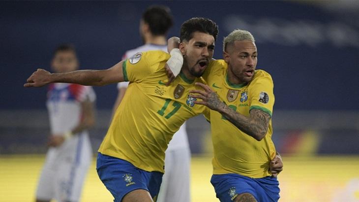 Lucas Paquetá comemorando o gol do Brasil