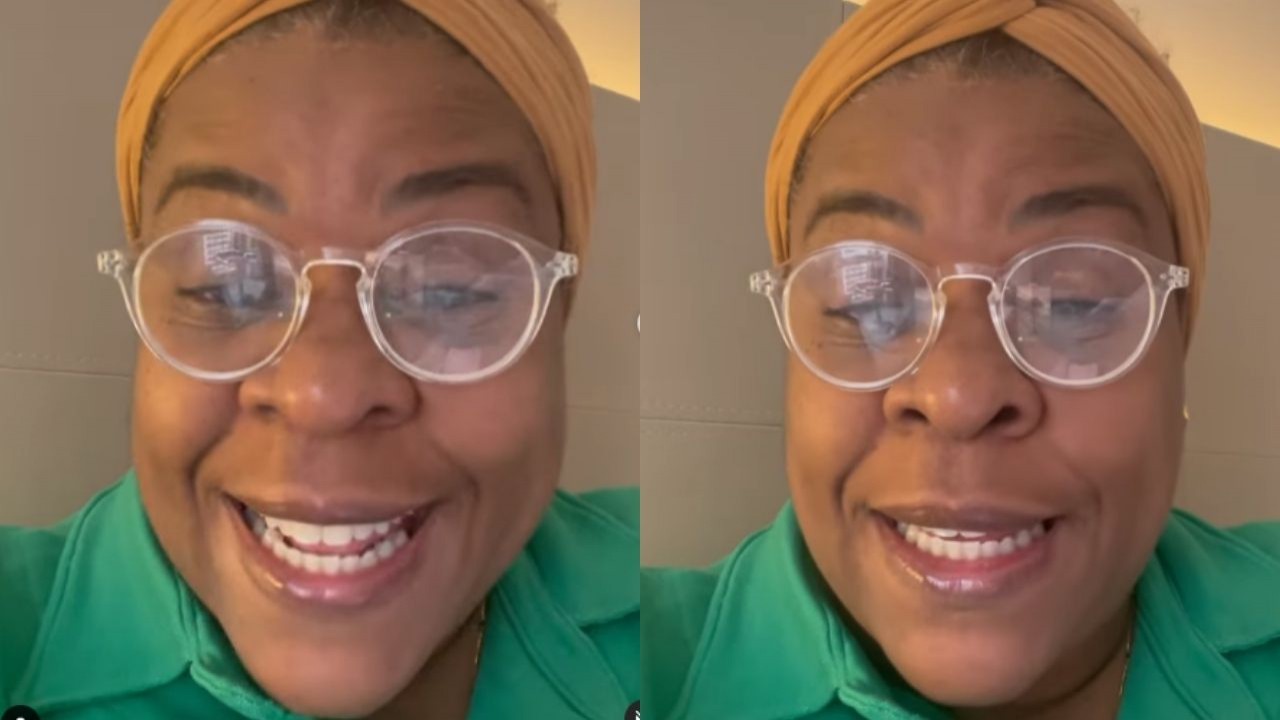 Cacau Protásio de blusa verde e óculos em vídeo postado no Instagram