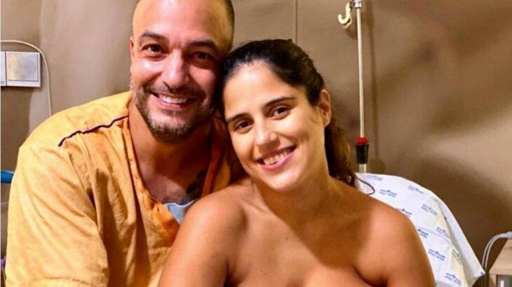 Camilla Camargo e marido, Leonardo, posados em hospital