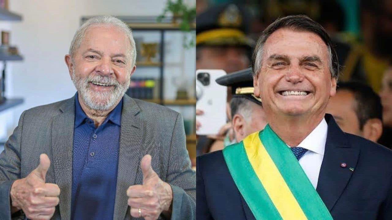 Montagem de fotos de Luiz Inácio Lula da Silva e Jair Bolsonaro sorrindo