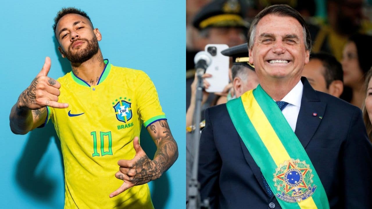 Montagem de fotos de Neymar e Jair Bolsonaro
