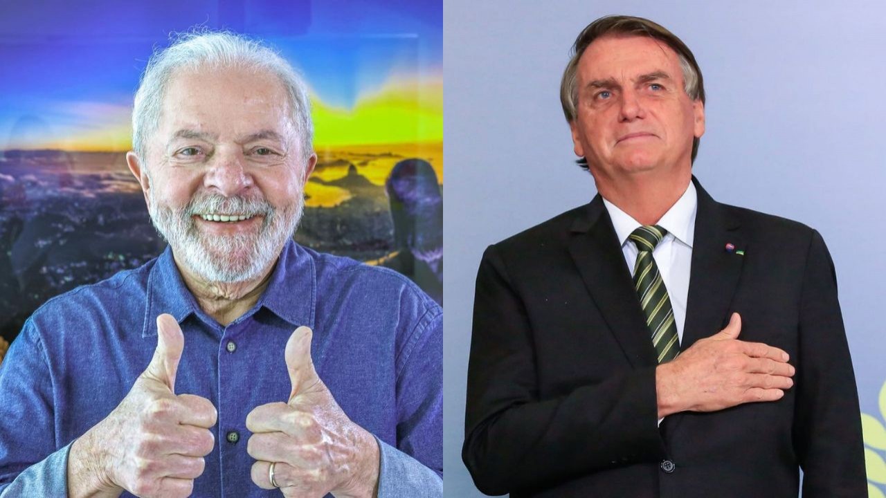 Montagem de fotos de Lula e Bolsonaro