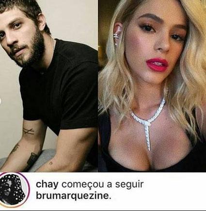 Chay Suede segue Bruna Marquezine após ela terminar com Neymar