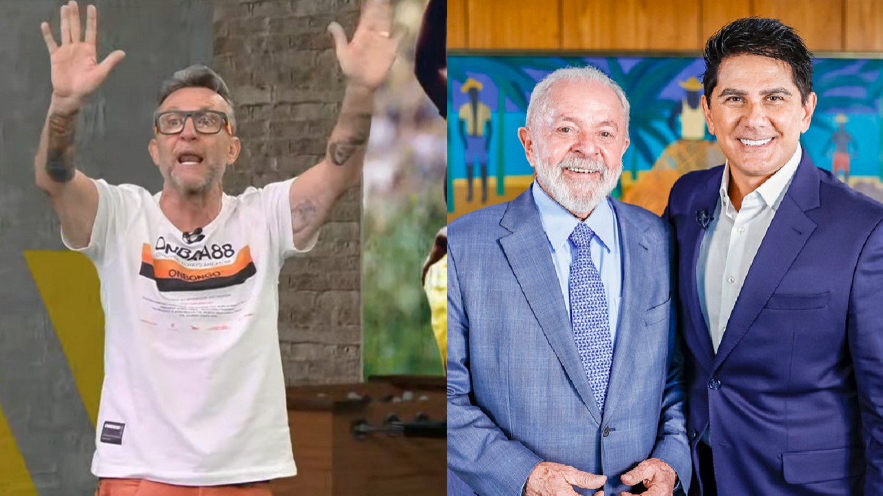 Craque Neto no programa Os Donos da Bola e César Filho ao lado de Lula no SBT Brasil