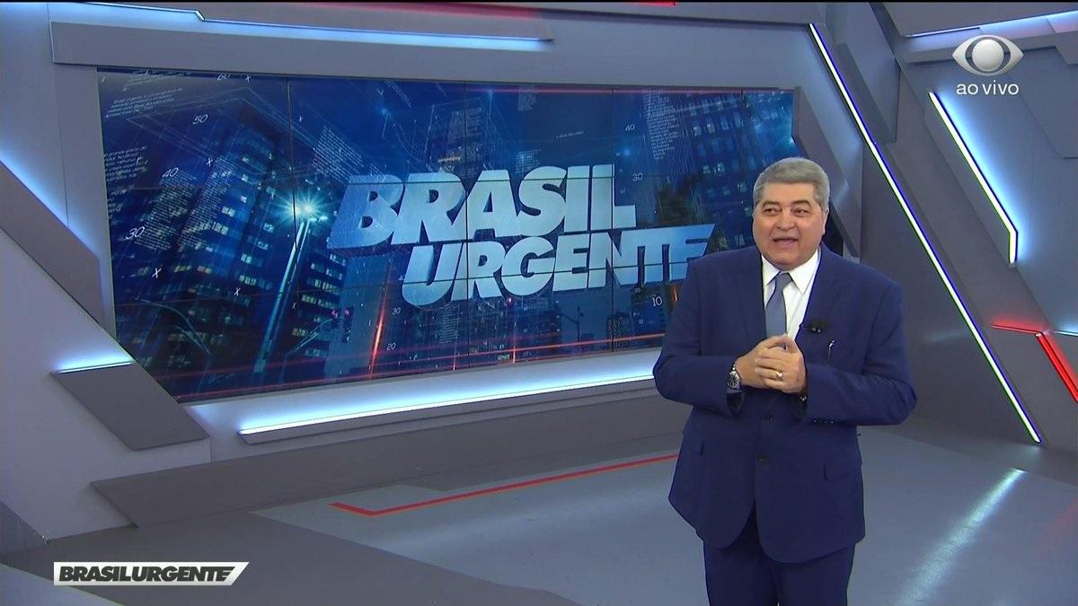José Luiz Datena grisalho apresentando o Brasil Urgente