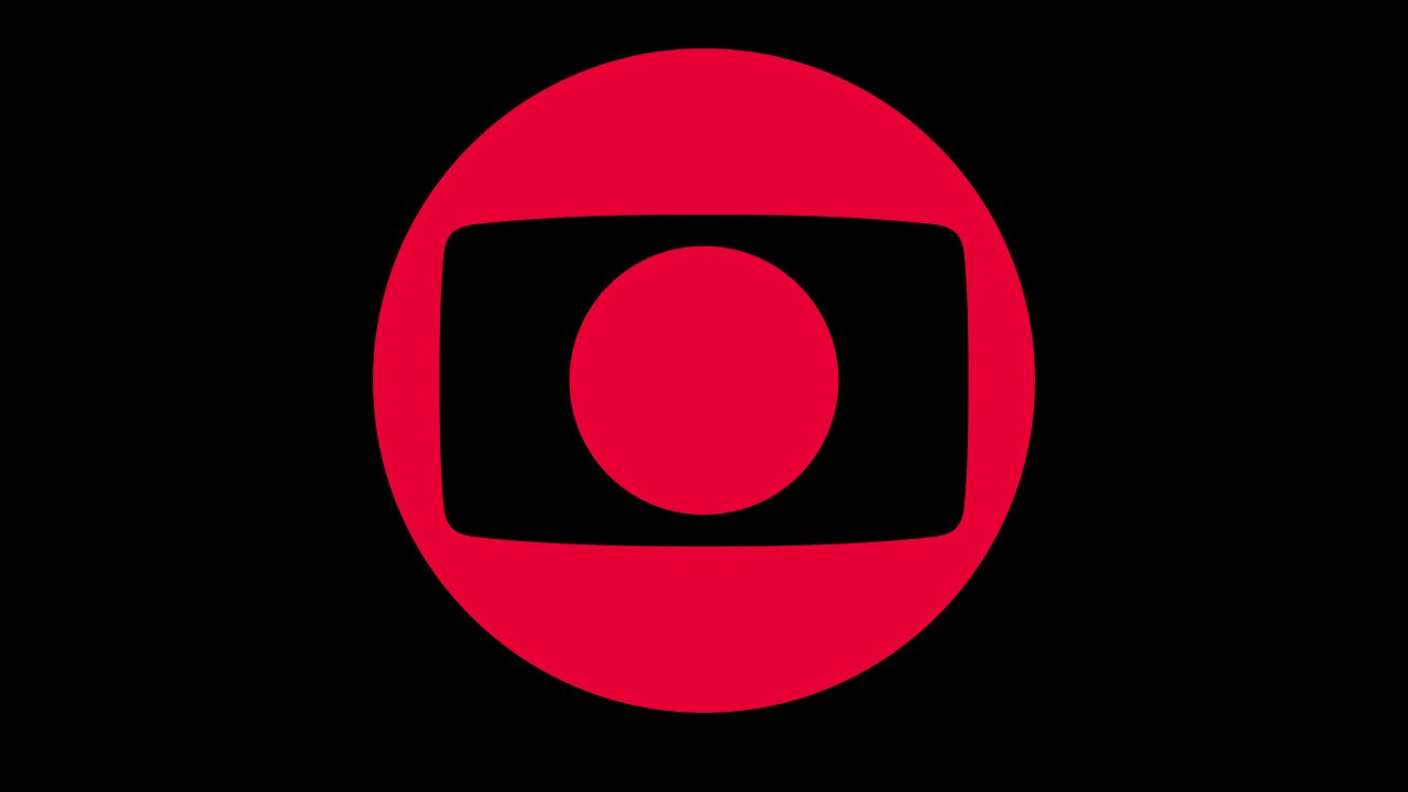 Logotipo da TV Globo vermelho e com a cor preta ao fundo