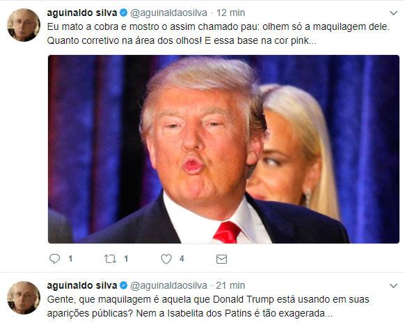 Aguinaldo Silva diz que Donald Trump exagera no uso de maquiagem