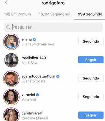 Rodrigo Faro volta a seguir Eliana no Instagram após puxão de orelha