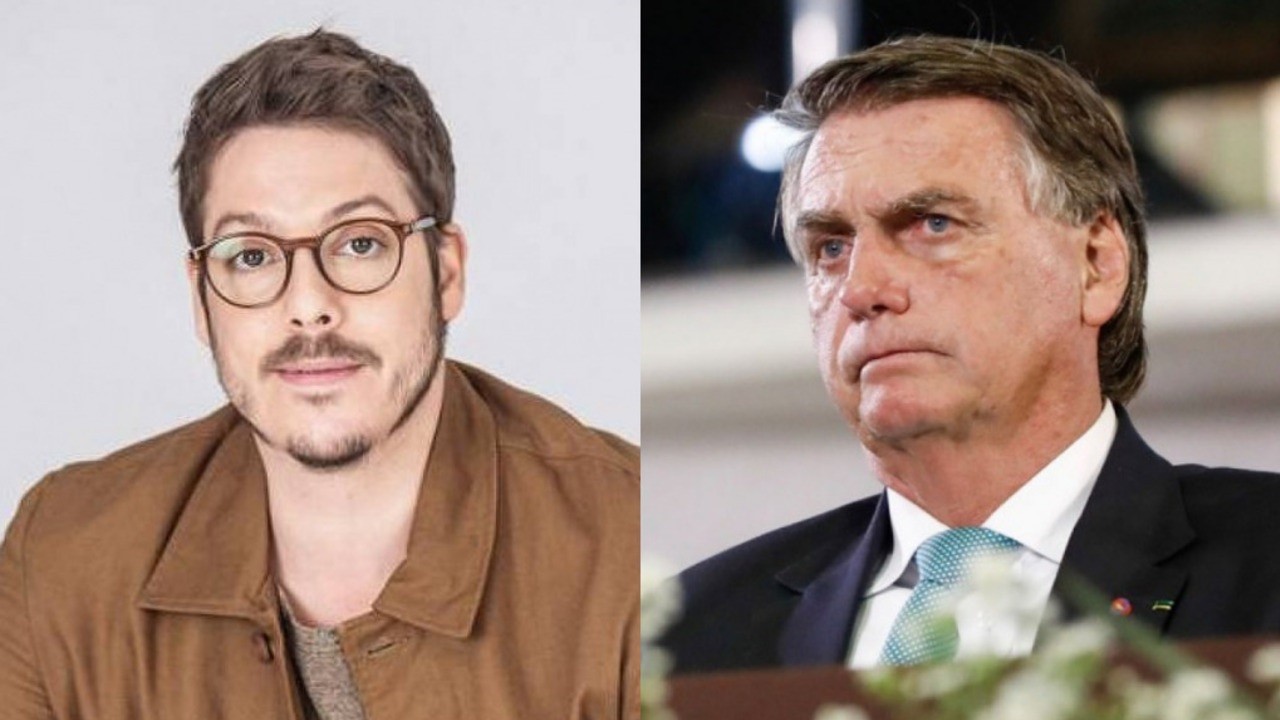 À direita, Fábio Porchat; à esquerda, Jair Bolsonaro