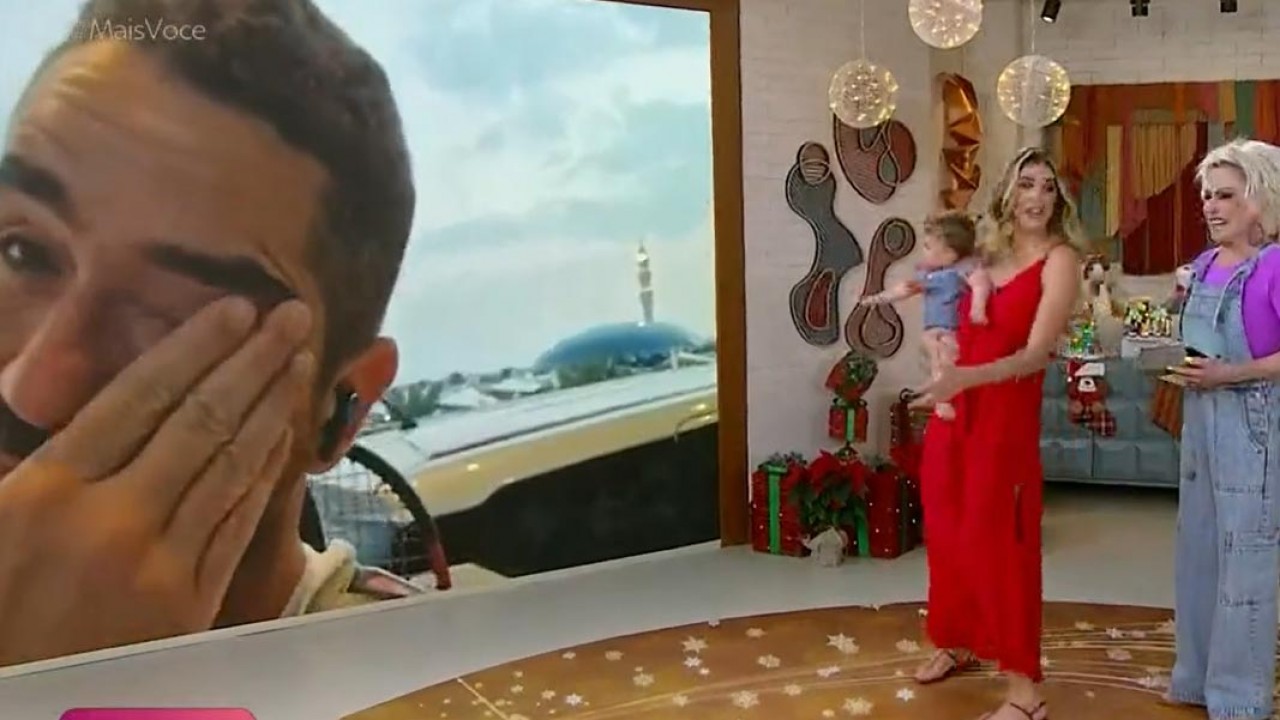 Felipe Andreoli chorando ao vivo na Globo