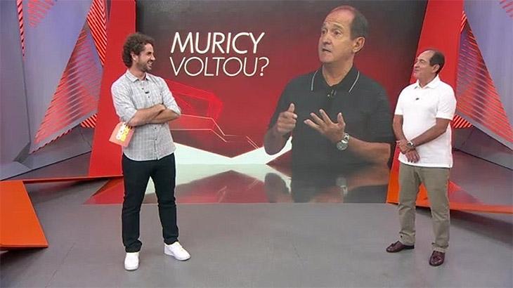 Felipe Andreoli e Muricy Ramalho no Globo Esporte, em dezembro de 2019