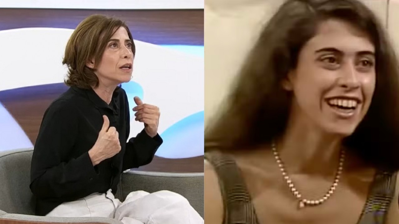 Fernanda Torres no Roda Viva em 2024 (à esquerda) e em 1992 (à direita)