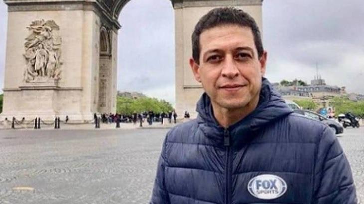 O repórter Fernando Caetano em cobertura para a Fox Sports