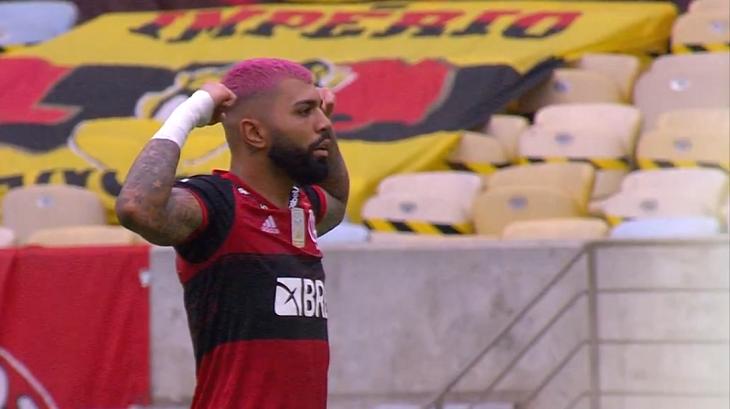 Gabigol comemorando o gol do Flamengo