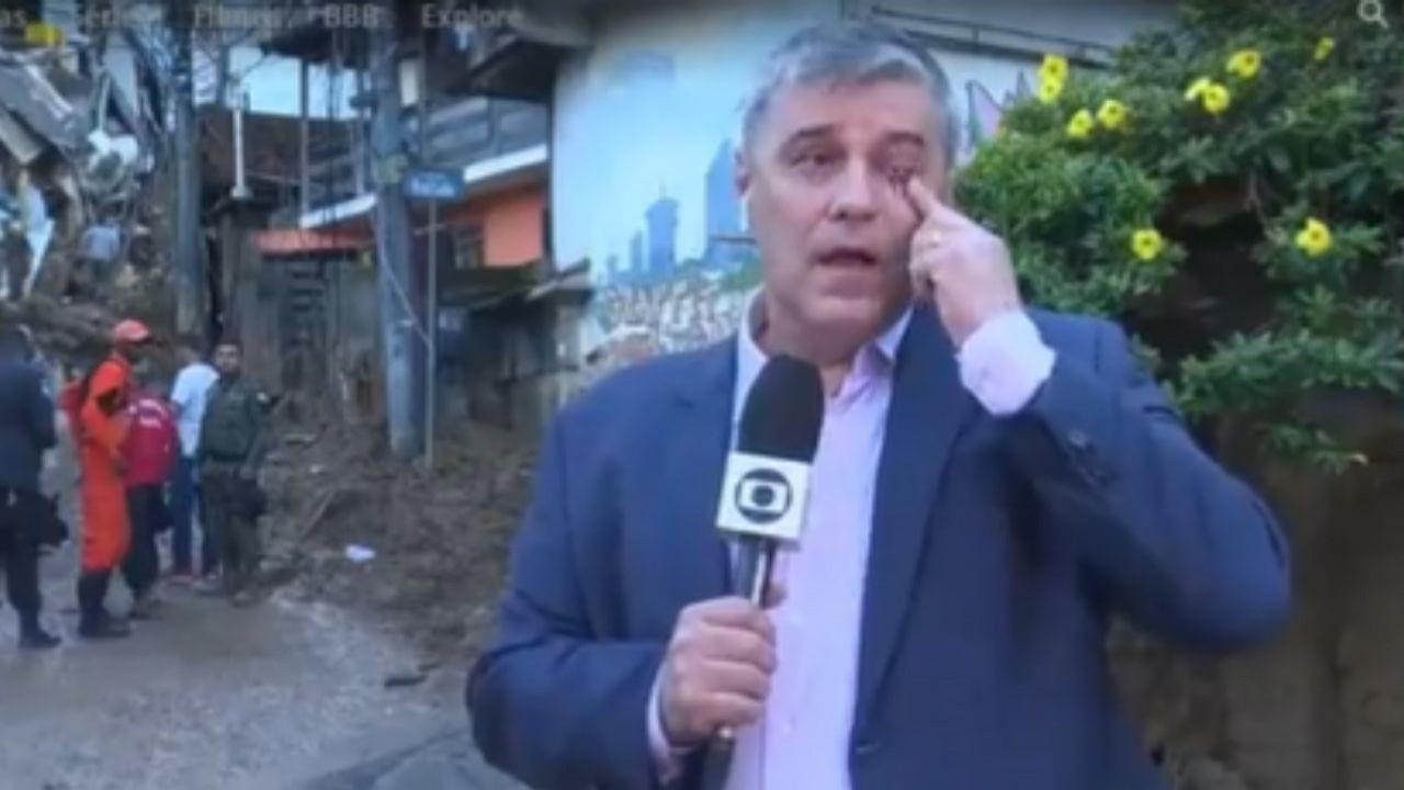 Apresentador da Globo chora durante cobertura da tragédia em Petrópolis