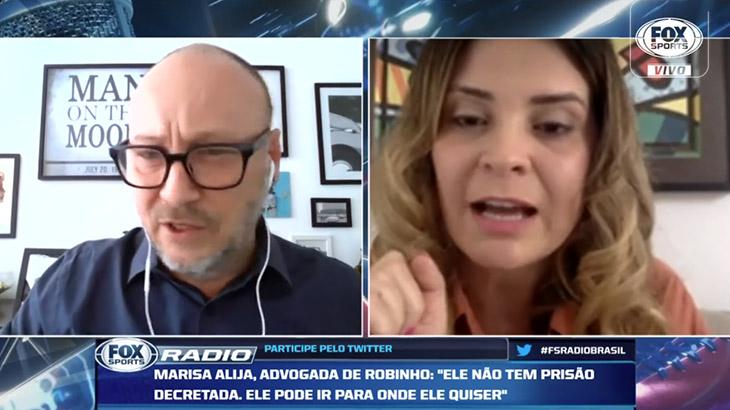 Flávio Gomes e Marisa Alija, advogada de Robinho, discutem no Fox Sports Rádio