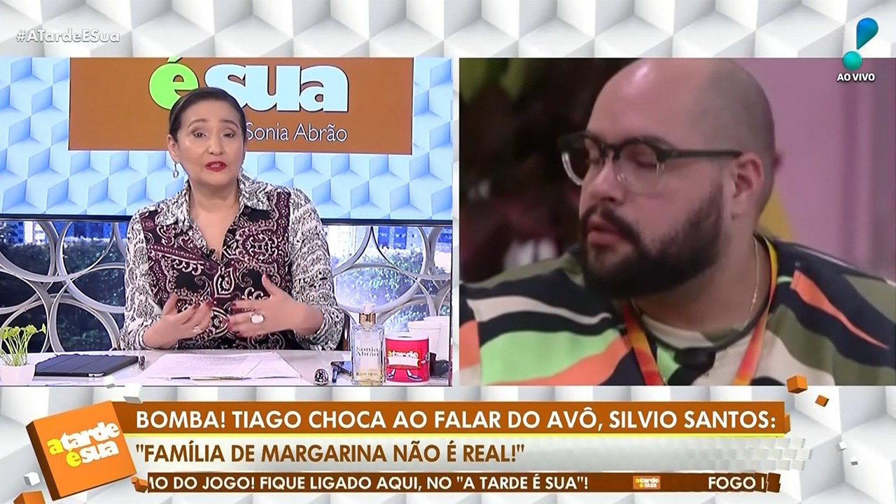 Tela da RedeTV! enquanto Sonia Abrão falava de Tiago Abravanel no A Tarde É Sua