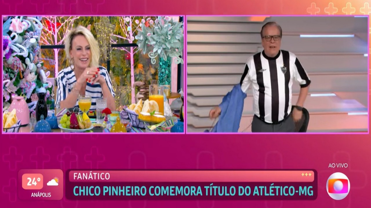 Ana Maria Braga recebeu Chico Pinheiro com camisa do Atlético-MG