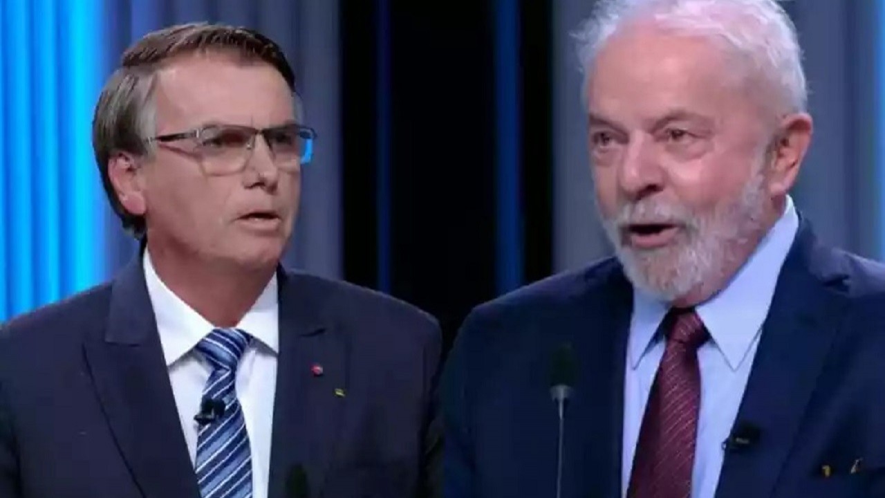 Lula e Bolsonaro no debate da Globo