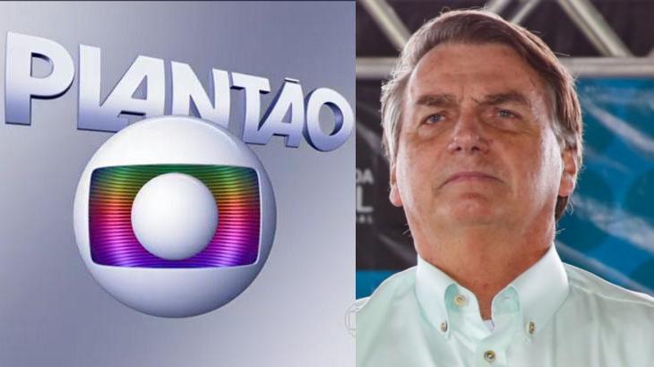 Logo plantão da Globo; Bolsonaro sério