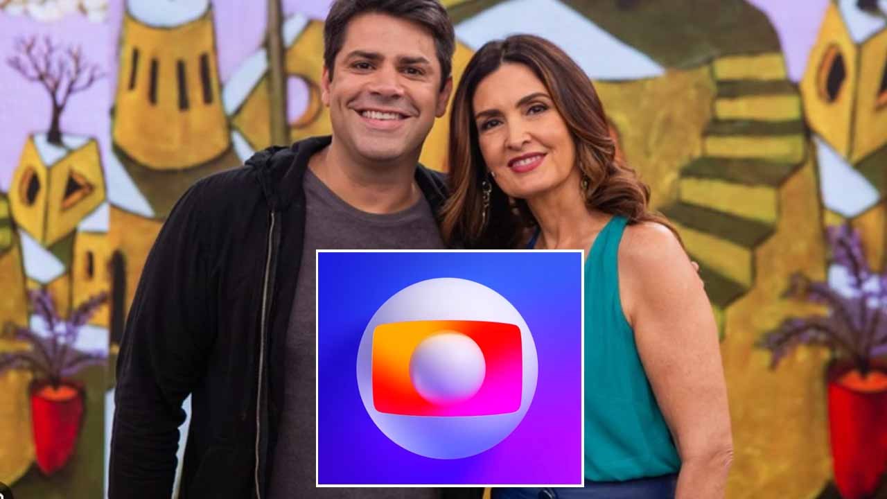 Montagem com Lair Rennó e Fátima Bernandes com a logo da Globo
