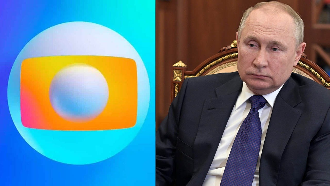 Logo da Globo e imagem de Vladmir Putin, presidente da Rússia