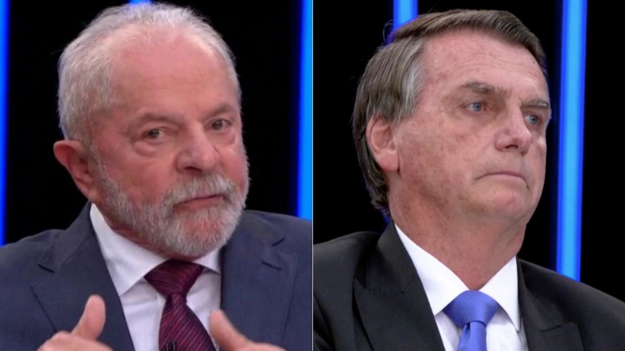 Montagem com fotos de Lula e Bolsonaro 