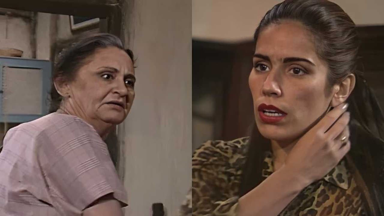 Laura Cardoso como Isaura e Glória Pires como Raquel em Mulheres de Areia
