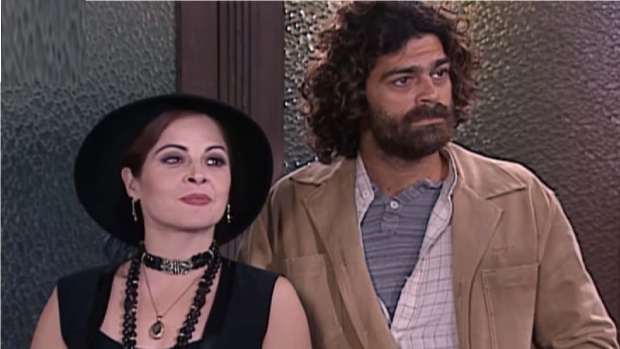 Drica Moraes e Eduardo Moscovis na novela O Cravo e a Rosa, em reprise na Globo