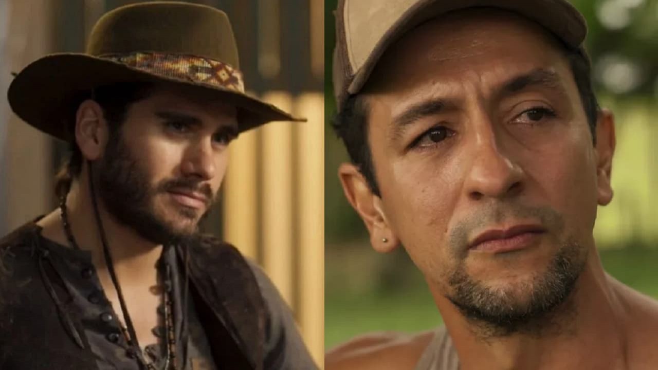 Irandhir Santos e Gabriel Sater como José Lucas e Trindade, respectivamente, em Pantanal