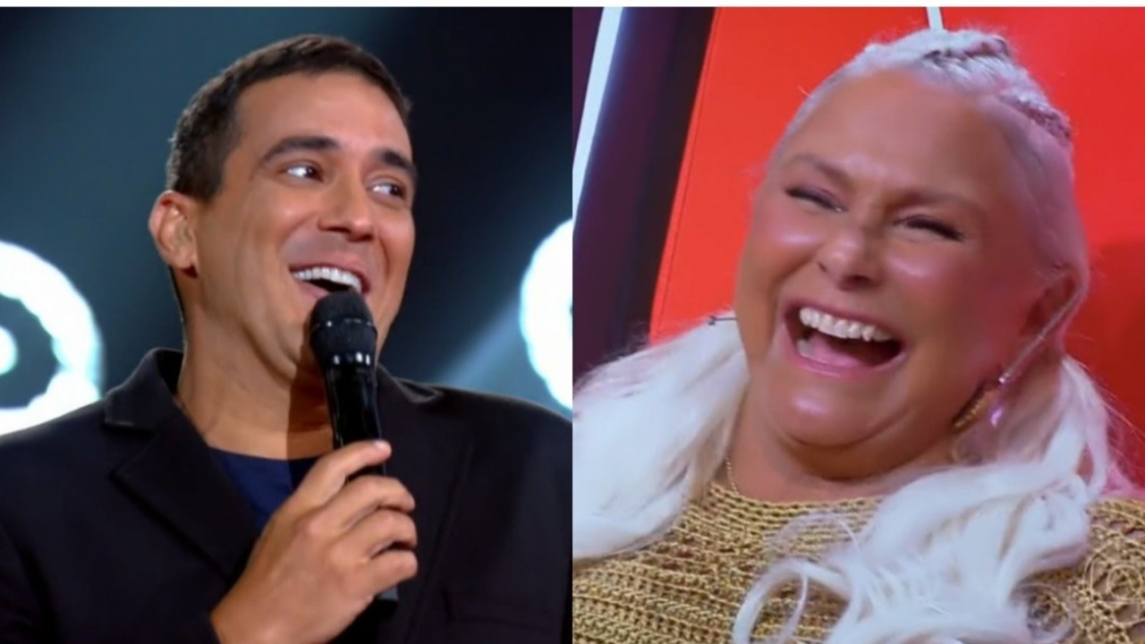 André Marques e Fafá de Belém no The Voice +, na Globo