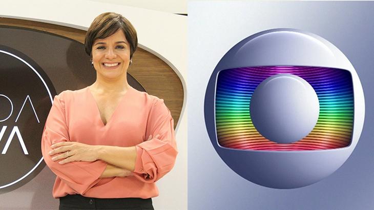 A jornalista Vera Magalhães e o logotipo da Globo em montagem do NaTelinha