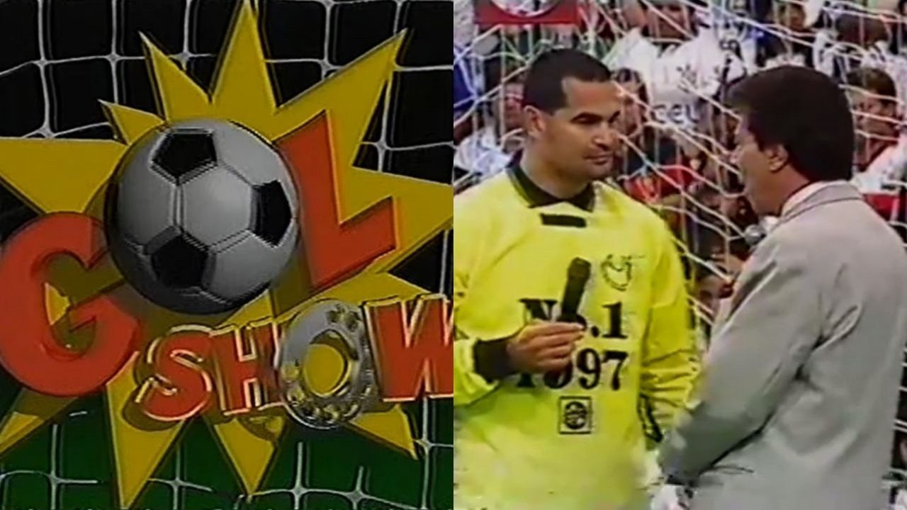 Montagem de fotos com logo do Gol Show e Chilavert com Silvio Santos 