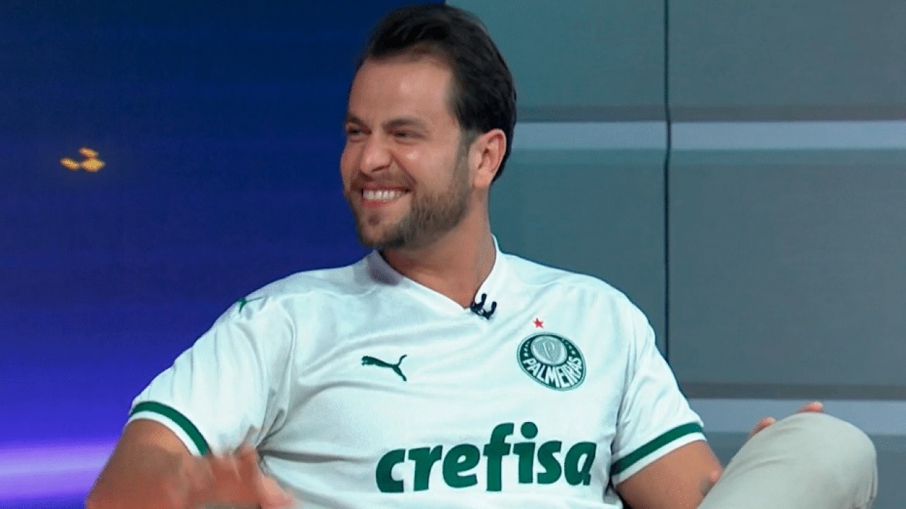 Gustavo Marsengo com camisa do Palmeiras no SporTV