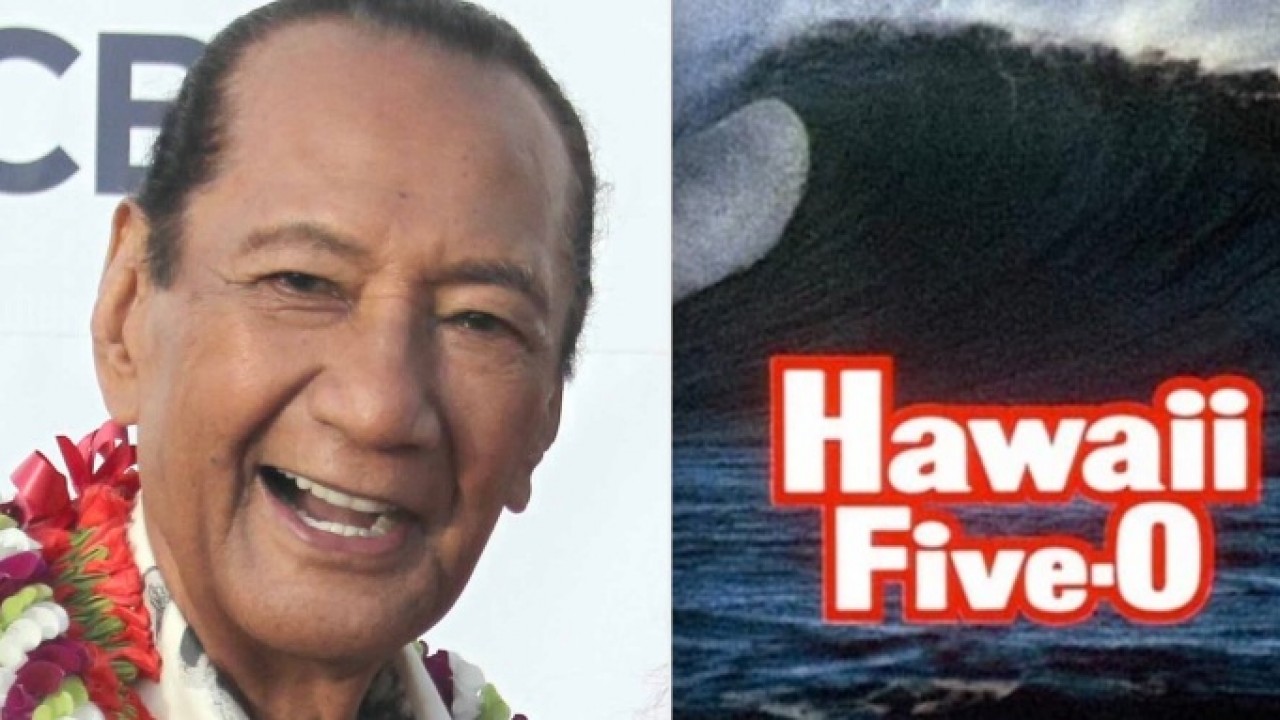 Al Harrington e logo da série Hawaii Five-0