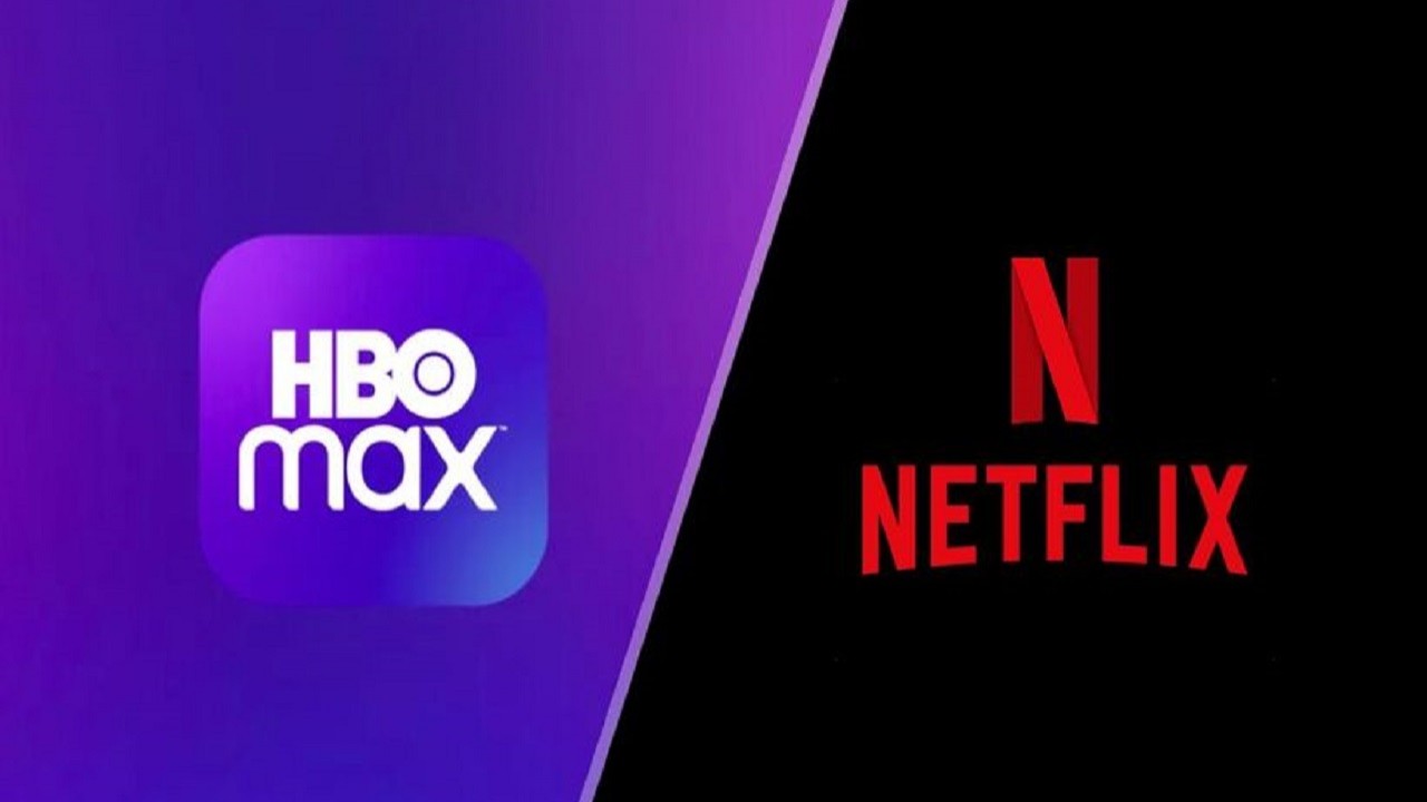 Montagem de logos da HBO Max e da Netflix