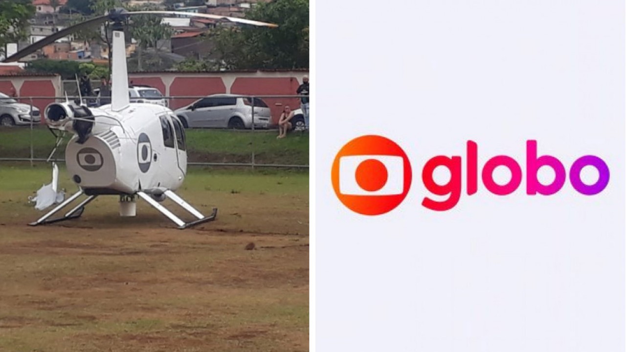 Helicóptero da Globo Minas fazendo pouso forçado