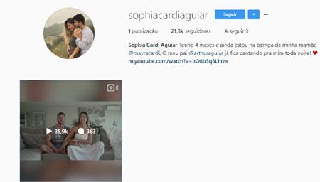 Mayra Cardi e Arthur Aguiar criam perfil em rede social da filha antes dela nascer