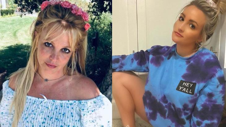 Britney Spears posada; Jamie Lynn posada para foto