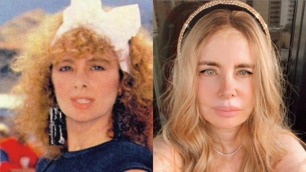 À esquerda, Isis de Oliveira como Rosaly na novela Roque Santeiro; à direita, a atriz aos 70 anos posa para foto no Instagram
